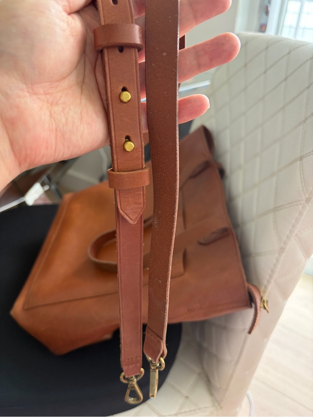 Madewell Brown Leather Transport Tote Bag - Picture 4 of 4